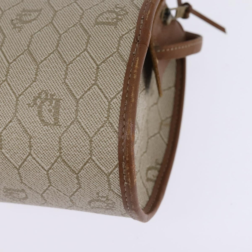 Christian Dior Vintage Honeycomb Shoulder Bag Canvas And Leather Beige Canvas Bag (Pre-Owned)