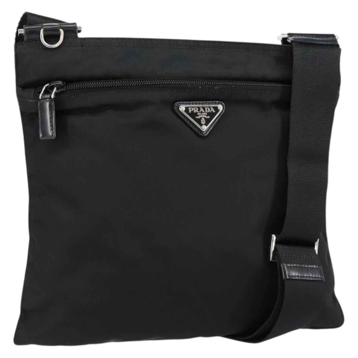 Prada Front Pocket Messenger Bag Tessuto Black Nylon Shoulder Bag Bag