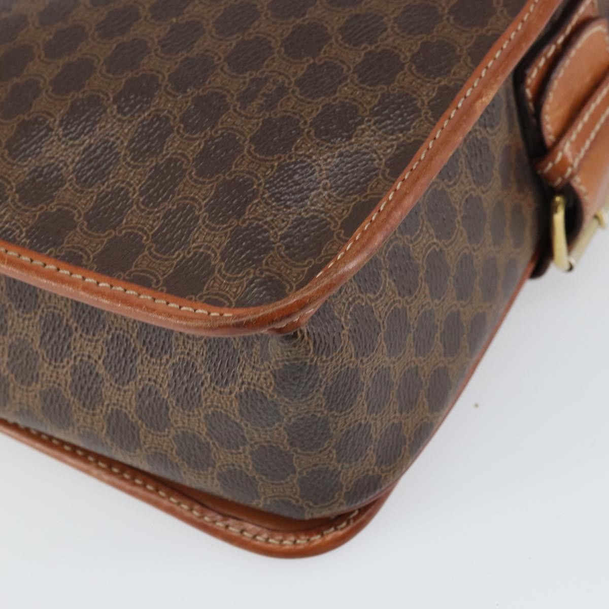 Celine Vintage Macadam Shoulder Bag Canvas And Leather Brown Canvas Shoulder Bag Bag
