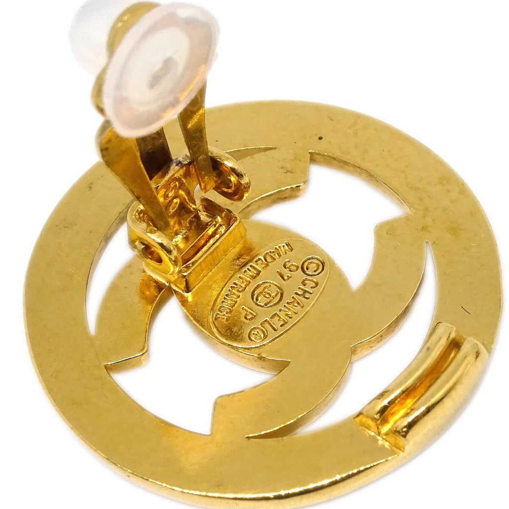Chanel Cc Round Earrings Metal Gold Gold_Plated Earrings Jewelry