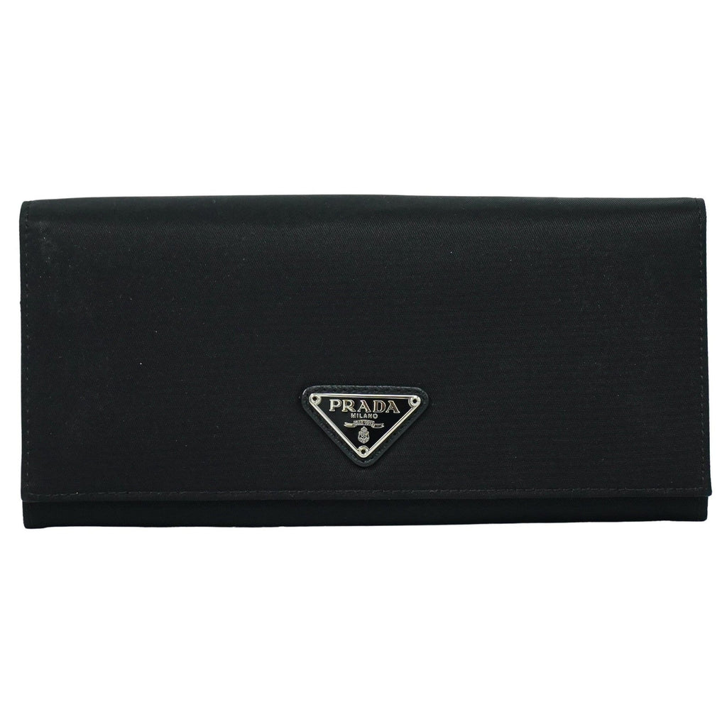 Prada Continental Wallet Tessuto Black Nylon Wallets Accessory