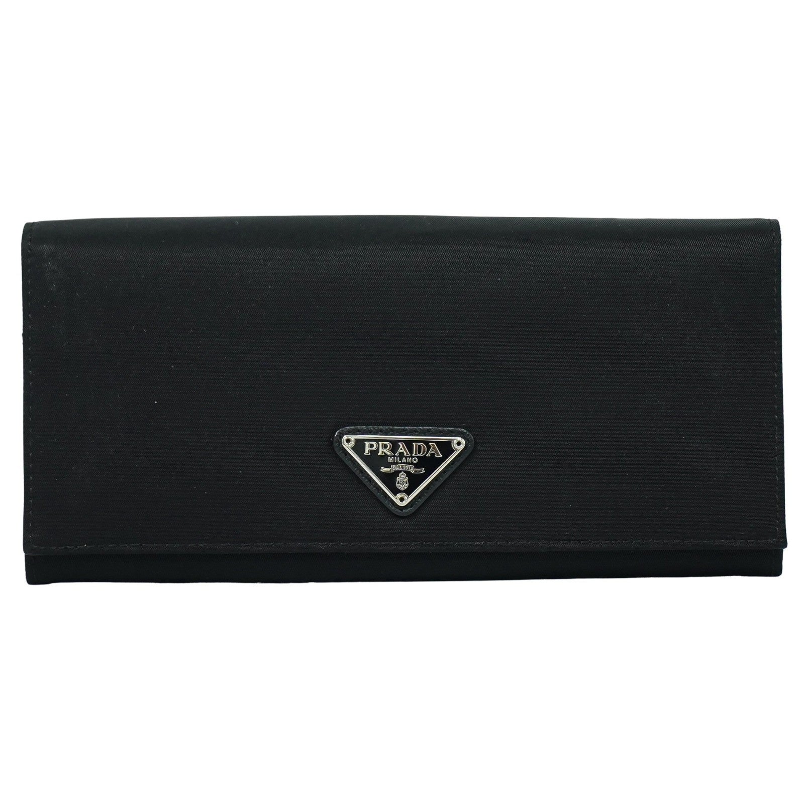 Prada Continental Wallet Tessuto Black Nylon Wallets Accessory