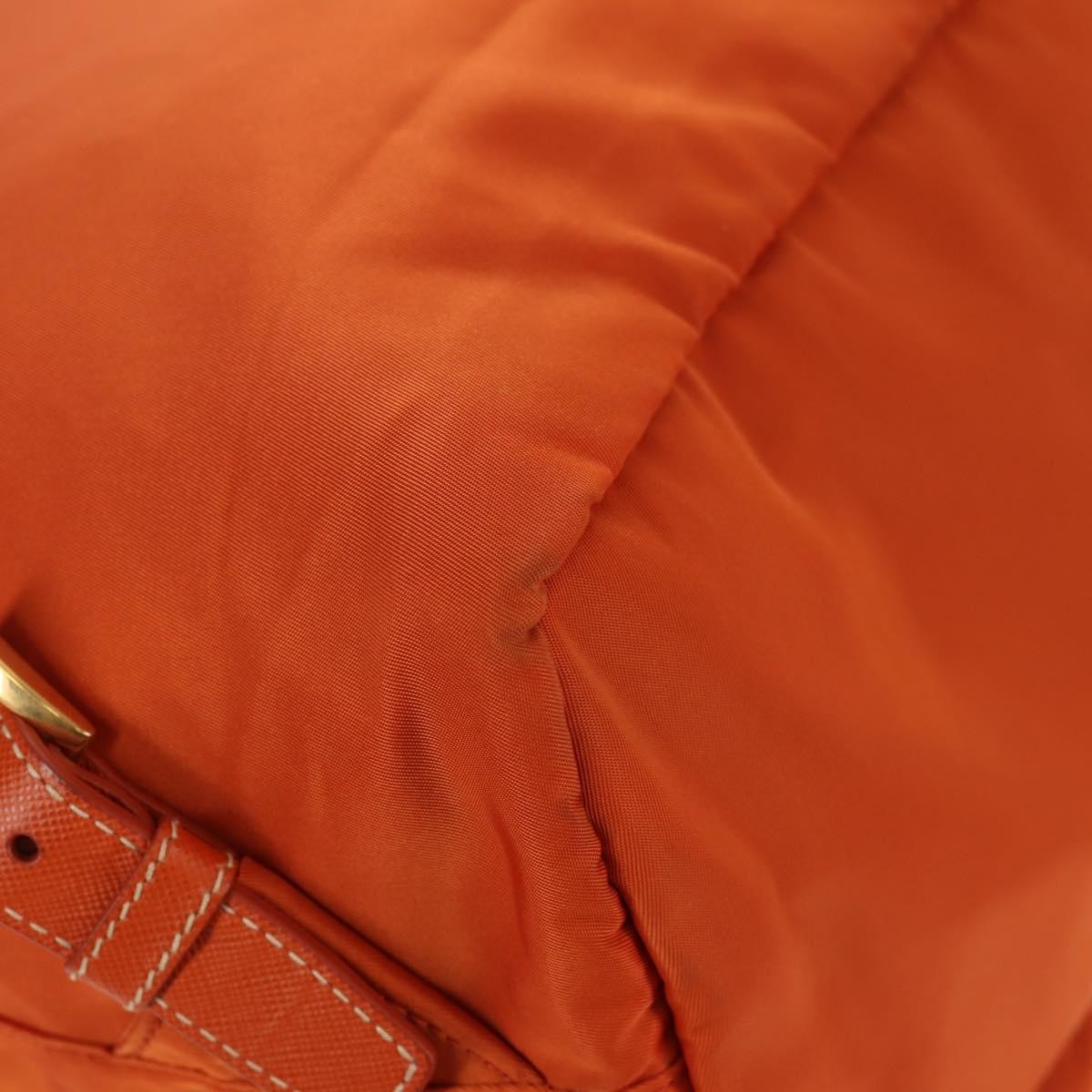 Prada Vela Double Front Pocket Backpack Tessuto With Saffiano Leather Orange Nylon Backpack Bag