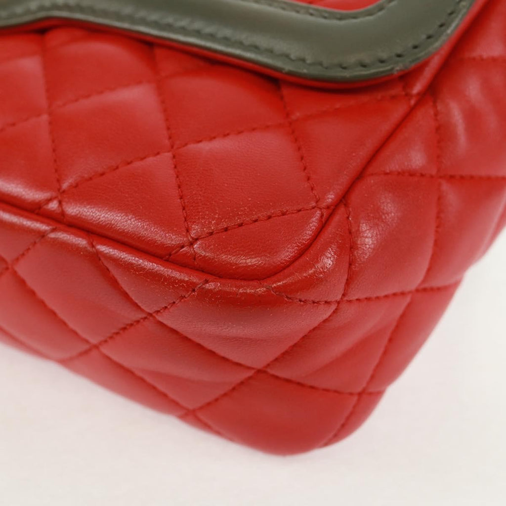 Chanel Two Tone Flap Bag Quilted Lambskin Red Leather Shoulder Bag Bag