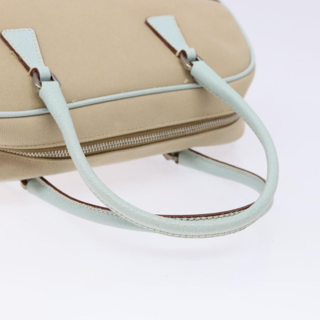 Prada Bauletto Bag Canvas With Leather Beige Canvas Bag