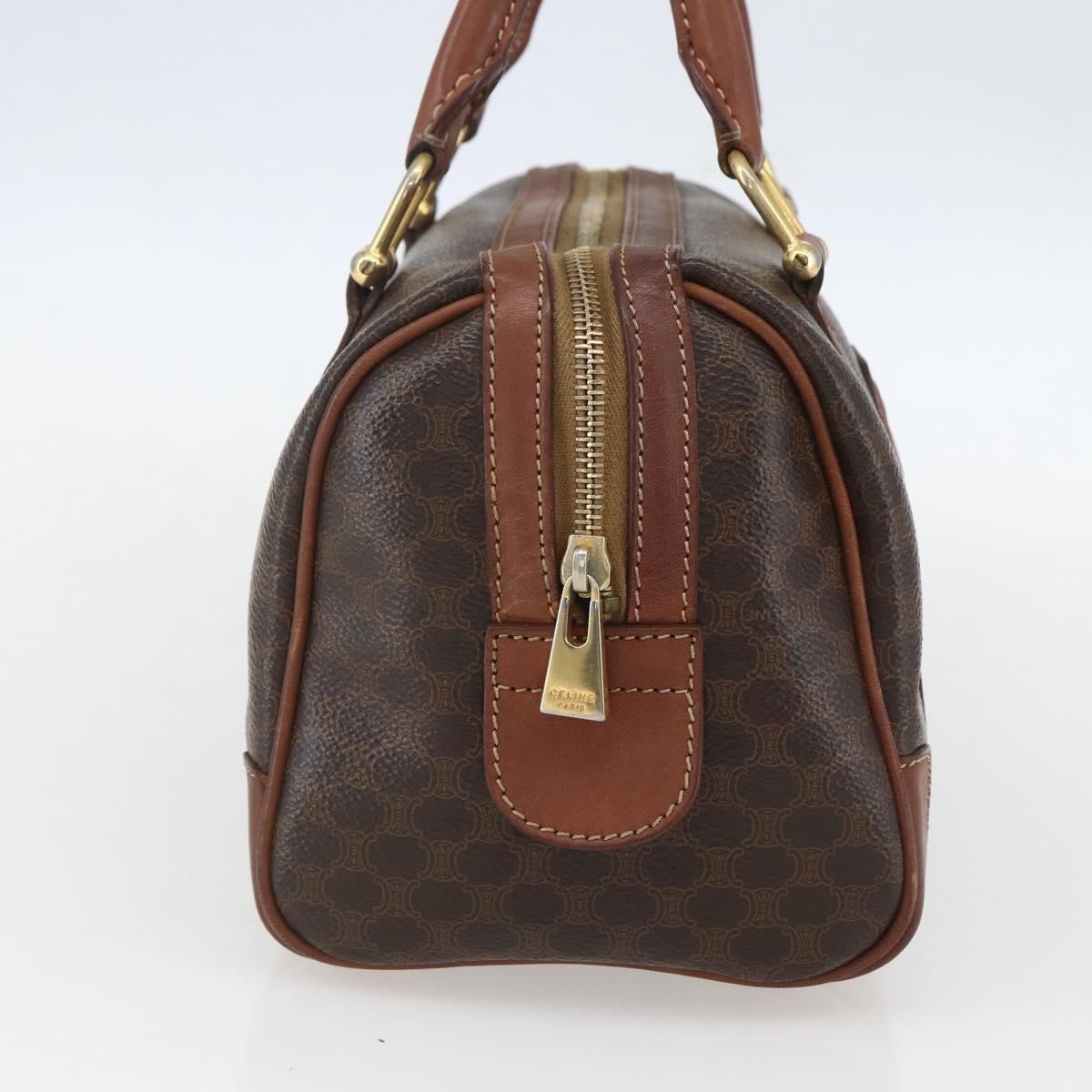 Celine Vintage Macadam Handbag Canvas And Leather Brown Canvas Shoulder Bag Bag
