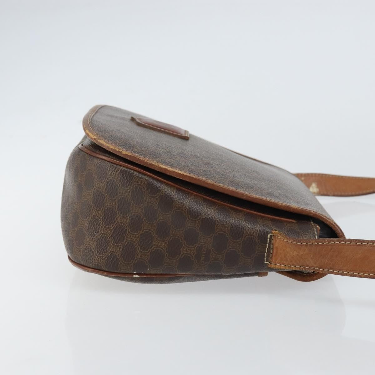 Celine Vintage Macadam Shoulder Bag Canvas And Leather Brown Canvas Shoulder Bag Bag