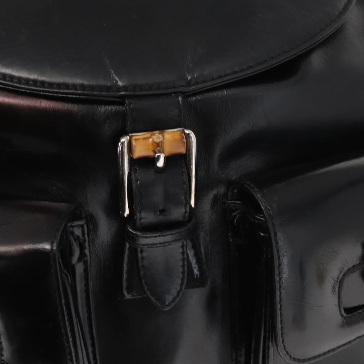 Gucci Vintage Bamboo Backpack Leather Black Leather Backpack Bag (Pre-Owned)