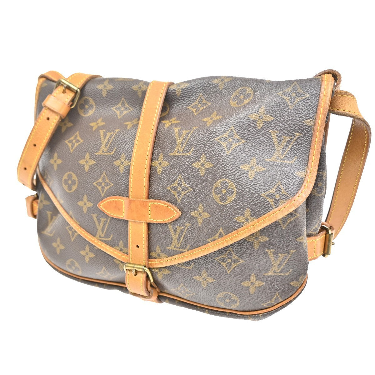 Louis Vuitton Saumur Handbag Monogram Canvas Brown Canvas Shoulder Bag