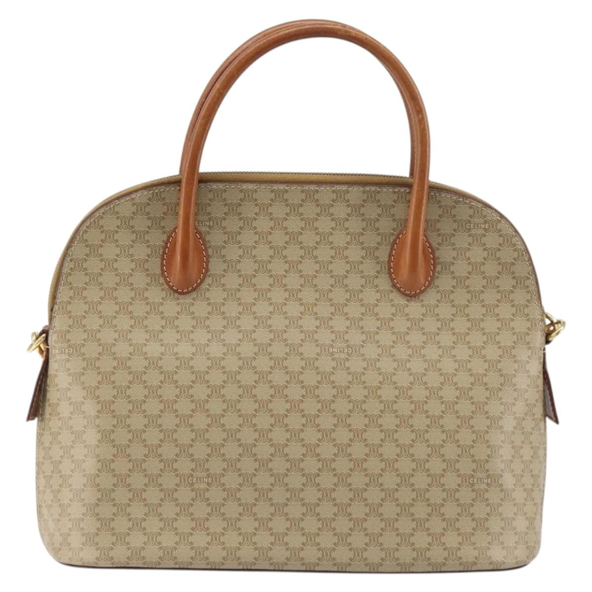 Celine Vintage Macadam Handbag Canvas And Leather Beige Canvas Handbag
