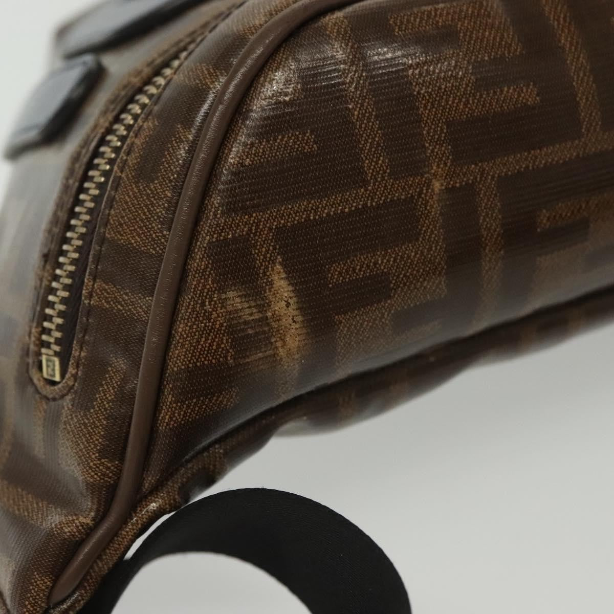 Fendi Mania Logo Waist Bag Zucca Coated Canvas Brown Canvas Clutche & Pouche Bag