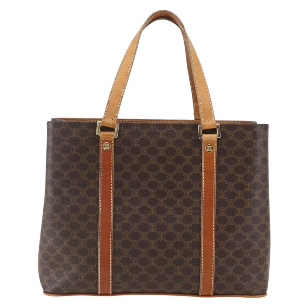 Celine Vintage Macadam Handbag Canvas And Leather Brown Canvas Handbag