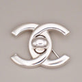 Chanel Vintage Cc Turnlock Brooch Metal Silver Silver_Plated Brooch Jewelry