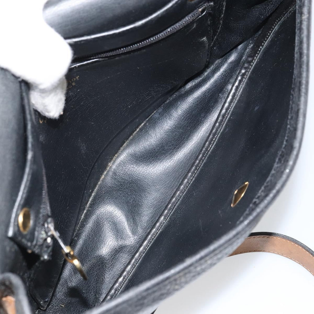Christian Dior Vintage Shoulder Bag Leather Black Leather Shoulder Bag Bag (Pre-Owned)