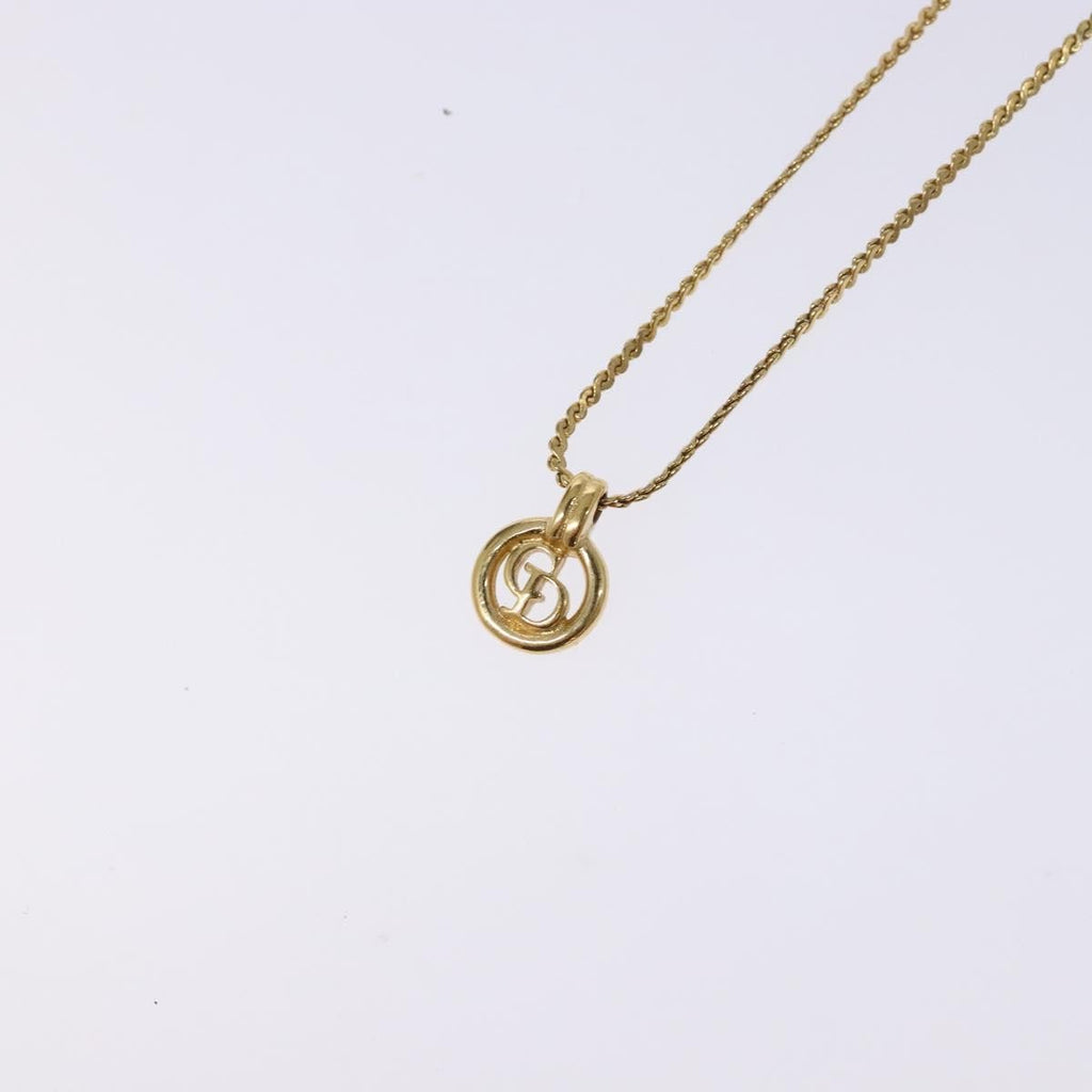 Christian Dior Cd Round Pendant Necklace Metal Gold Metal Jewelry (Pre-Owned)