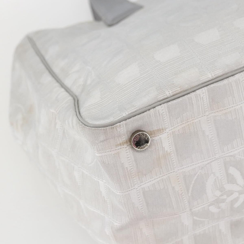 Chanel Travel Line Tote Nylon Silver Nylon Tote Bag Bag