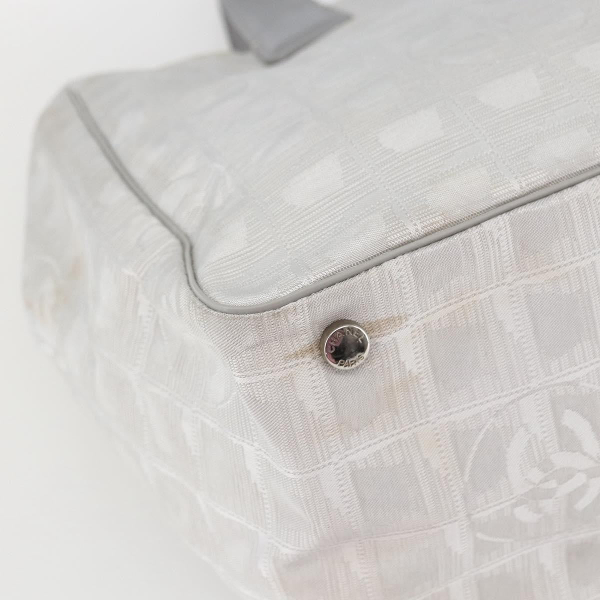 Chanel Travel Line Tote Nylon Silver Nylon Tote Bag Bag