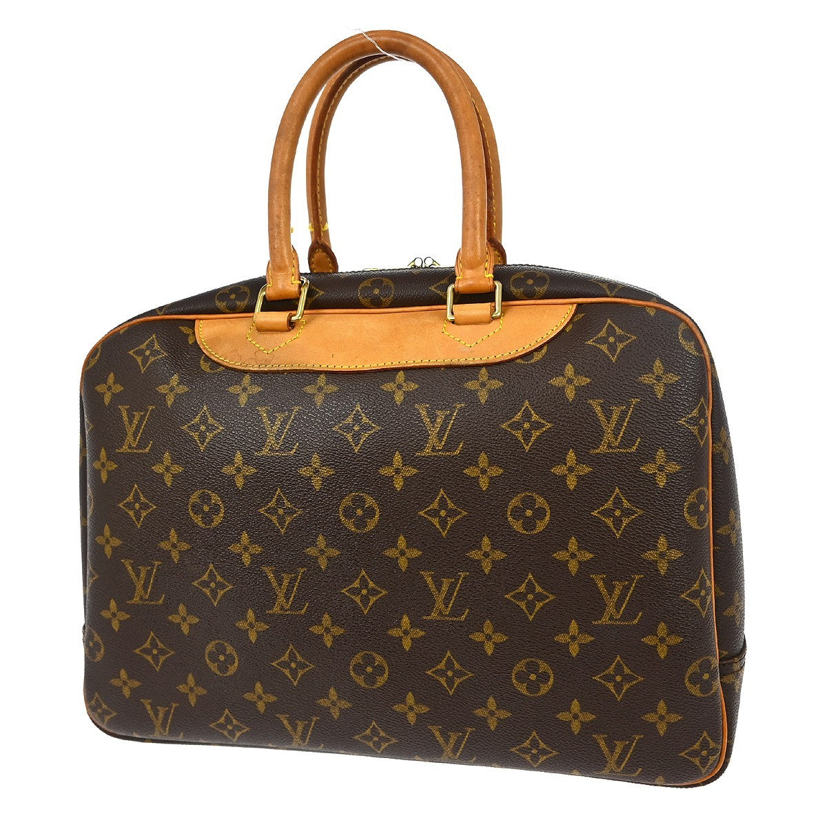 Louis Vuitton Deauville Handbag Monogram Canvas Brown Canvas Handbag