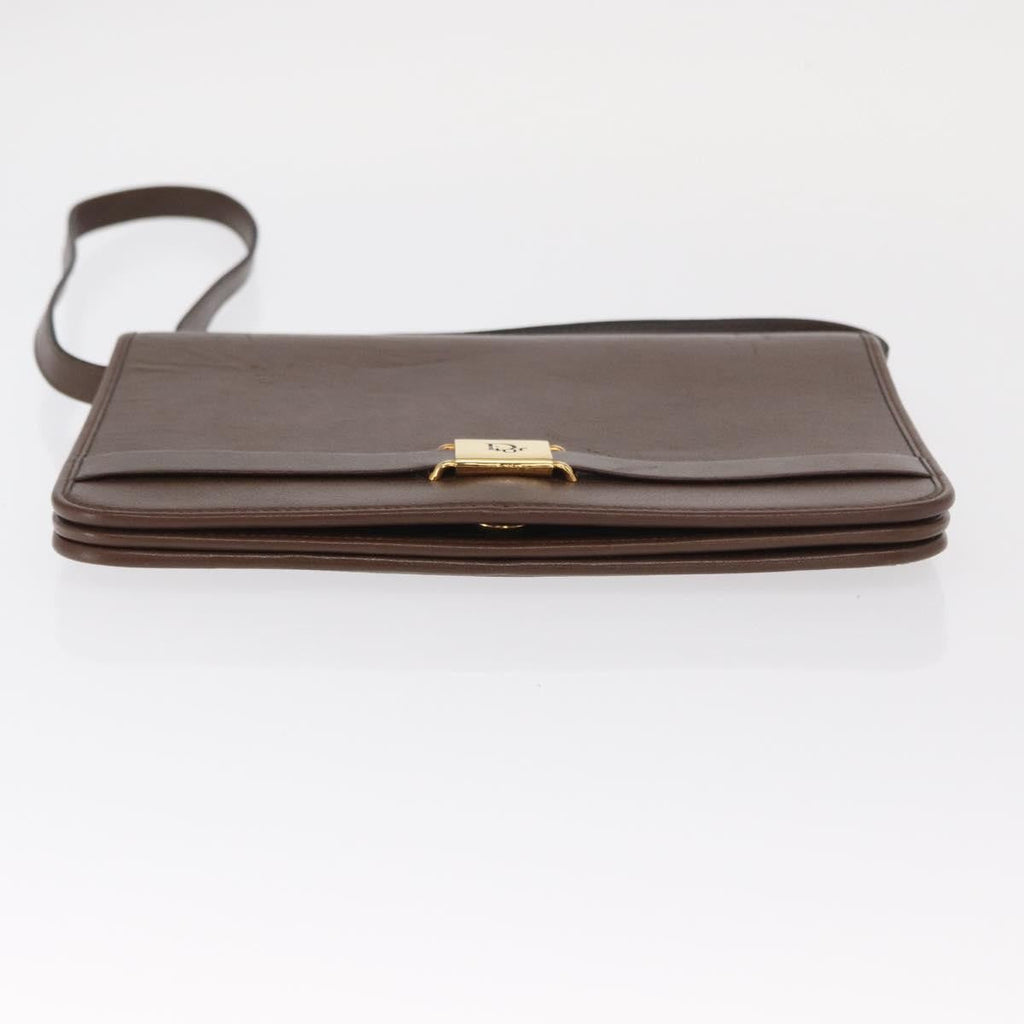 Christian Dior Vintage Shoulder Bag Leather Brown Leather Shoulder Bag Bag (Pre-Owned)