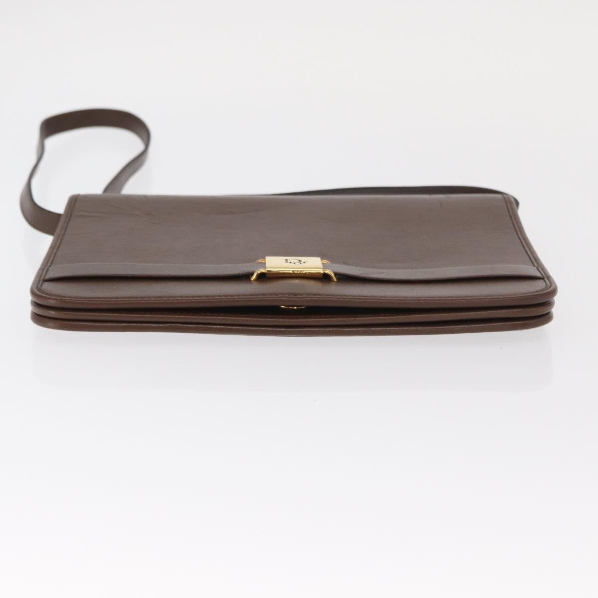 Christian Dior Vintage Shoulder Bag Leather Brown Leather Shoulder Bag Bag (Pre-Owned)