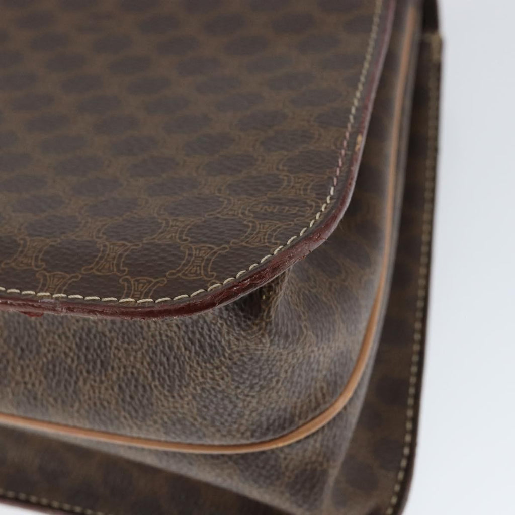 Celine Vintage Macadam Handbag Canvas Brown Pvc Handbag