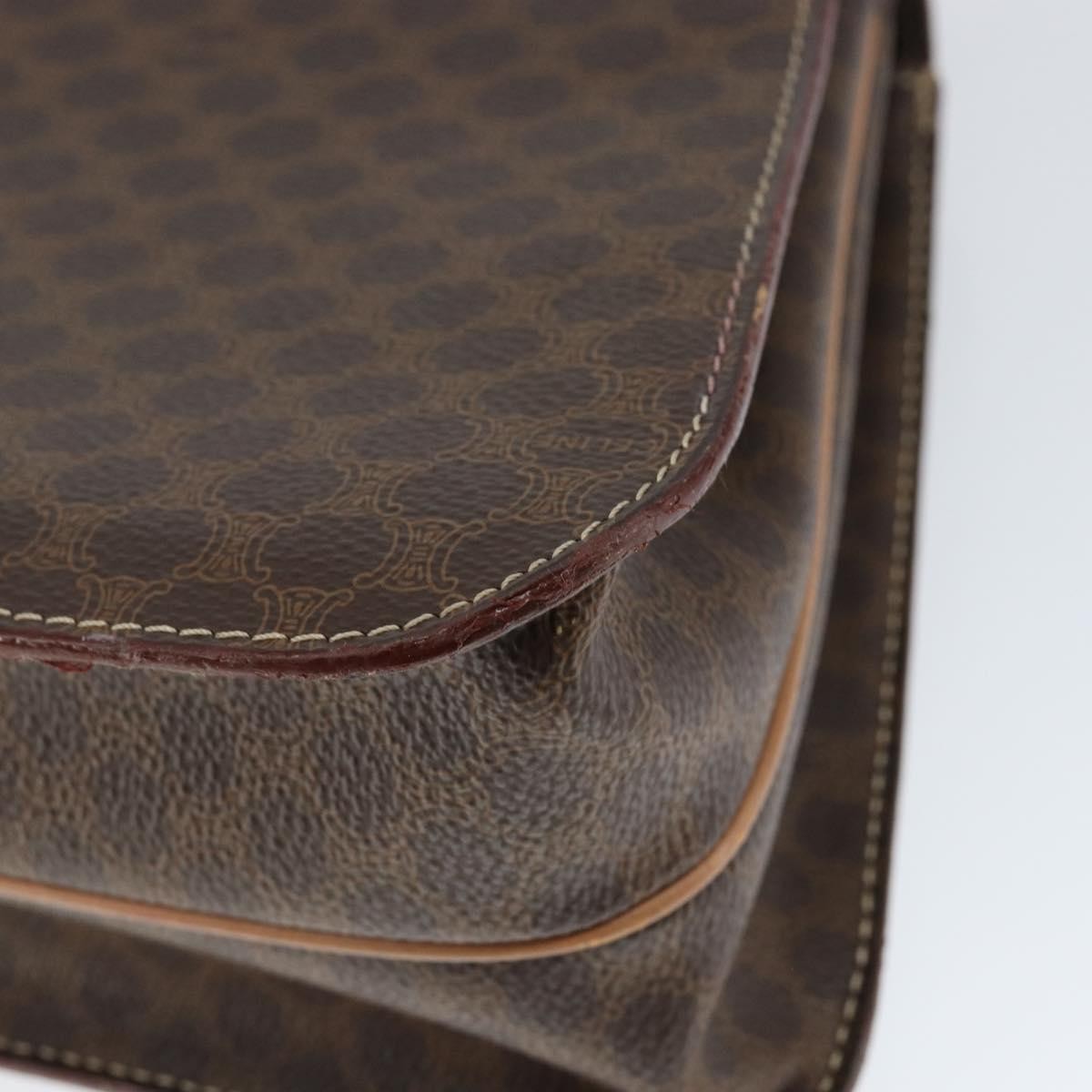 Celine Vintage Macadam Handbag Canvas Brown Pvc Handbag