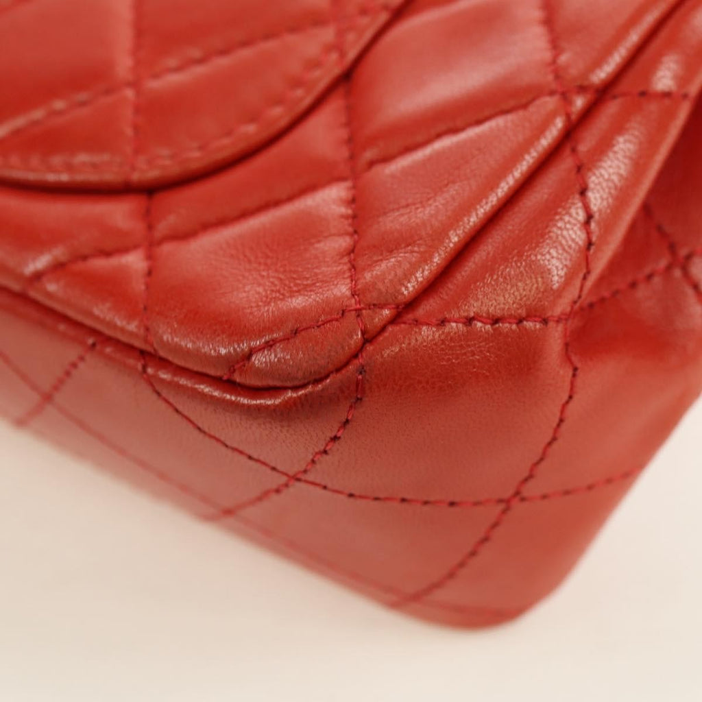 Chanel Flap Shoulder Bag Leather Red Leather Handbag