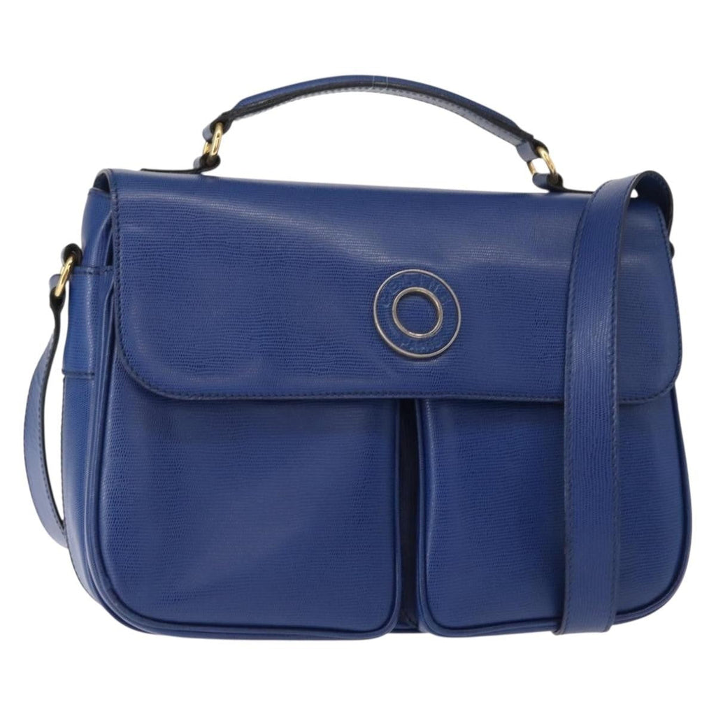 Celine Vintage Circle Logo Crossbody Bag Leather Blue Leather Shoulder Bag Bag