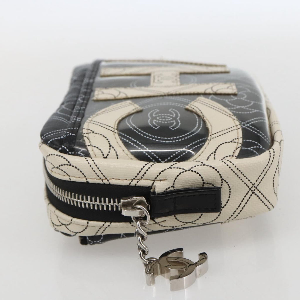 Chanel Logo Camera Case Clutch Printed Coated Canvas Black Pvc Clutche & Pouche Bag
