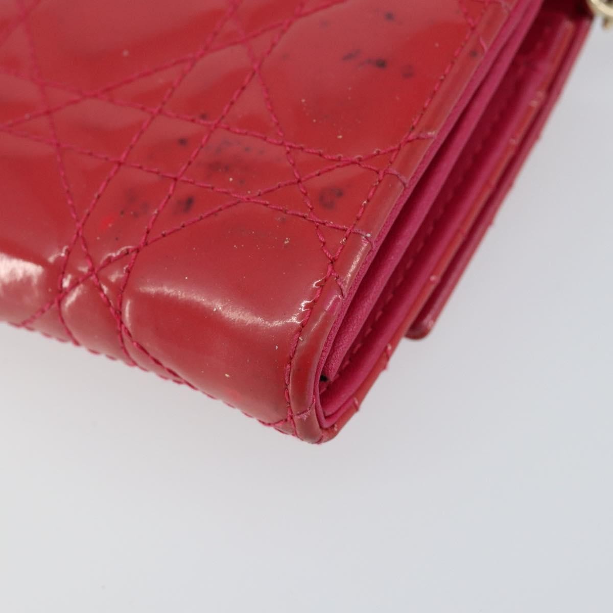 Christian Dior New Lock Pouch Cannage Quilt Patent Pink Patent_Leather Clutche & Pouche Bag (Pre-Owned)