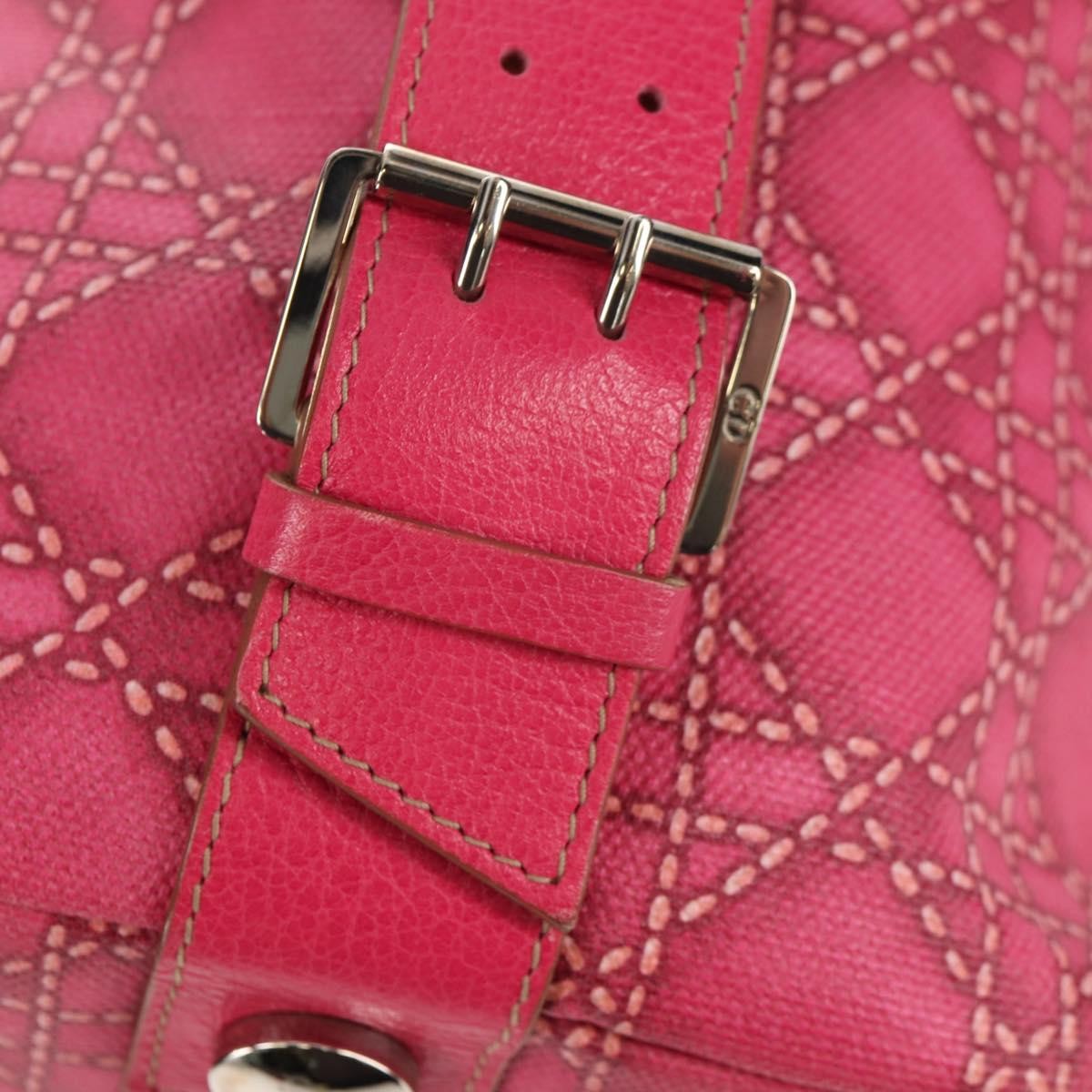 Christian Dior Cannage Handbag Canvas Pink Canvas Handbag (Pre-Owned)