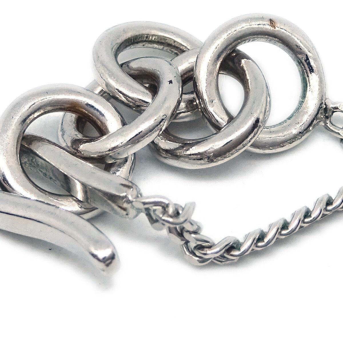 Chanel Vintage Cc Pendent Necklace Plated Metal Silver Silver_Plated Necklace Jewelry