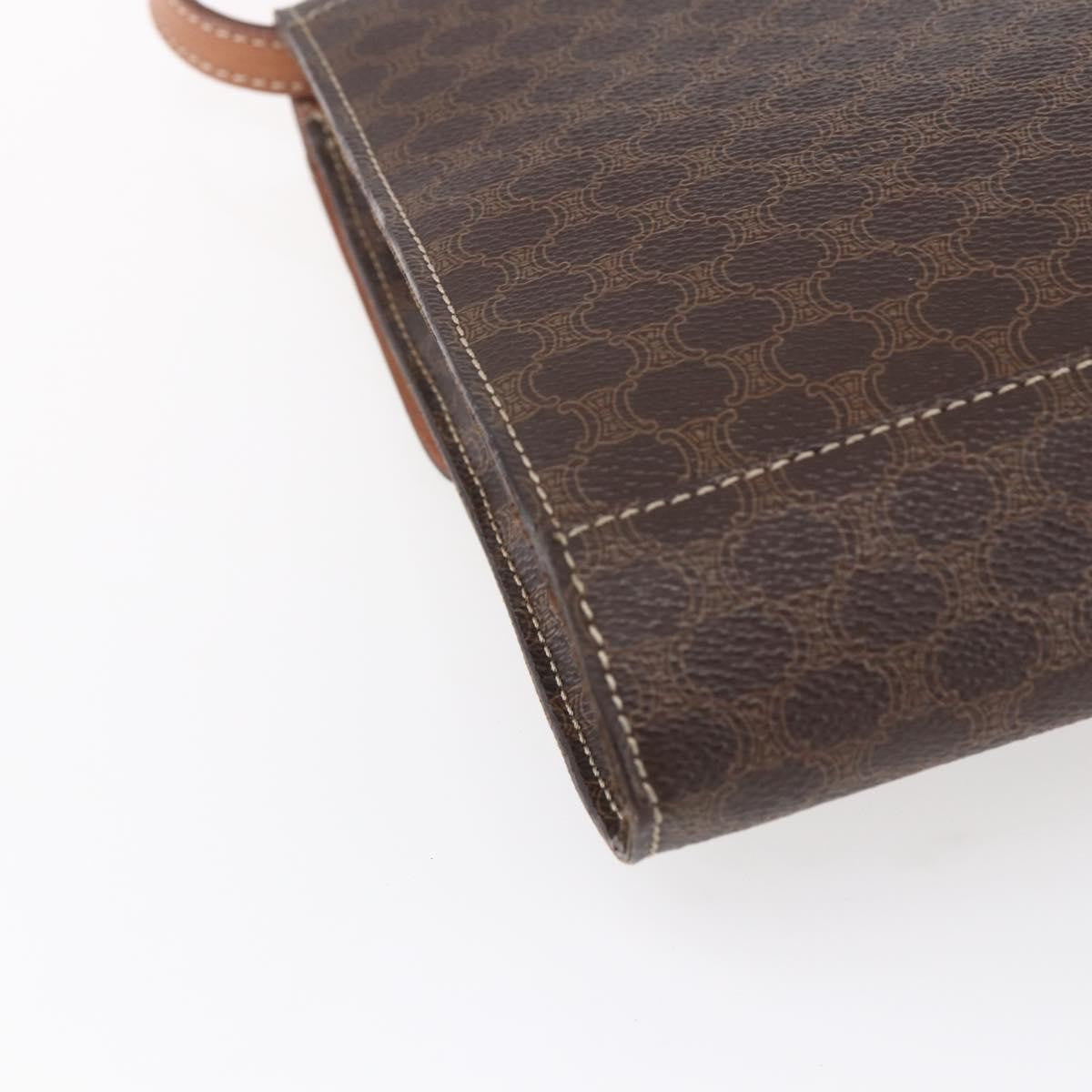 Celine Vintage Macadam Circle Logo Shoulder Bag Canvas And Leather Brown Canvas Shoulder Bag Bag