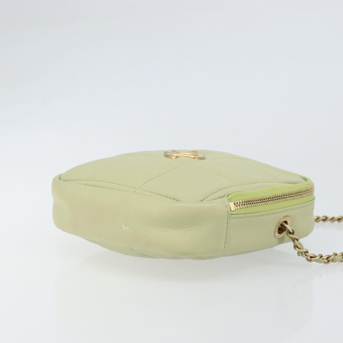 Chanel Diamond Chain Crossbody Bag Quilted Lambskin Green Leather Shoulder Bag Bag