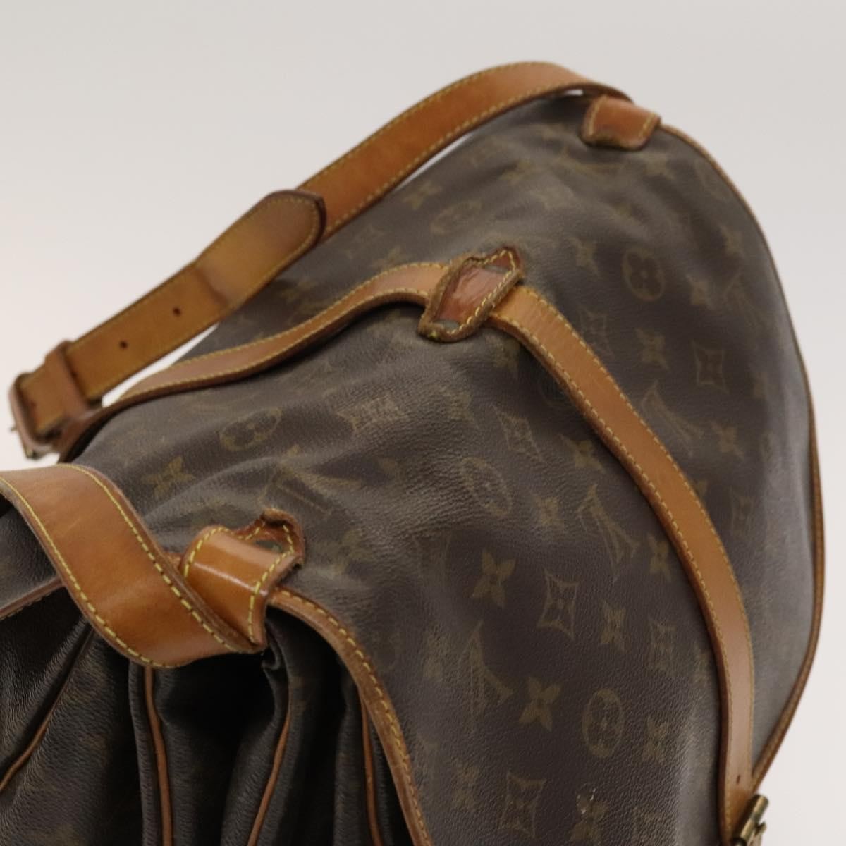 Louis Vuitton Saumur Handbag Monogram Canvas Brown Canvas Shoulder Bag