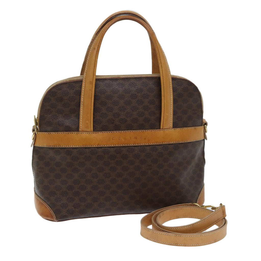 Celine Vintage Macadam Handbag Canvas And Leather Brown Canvas Handbag