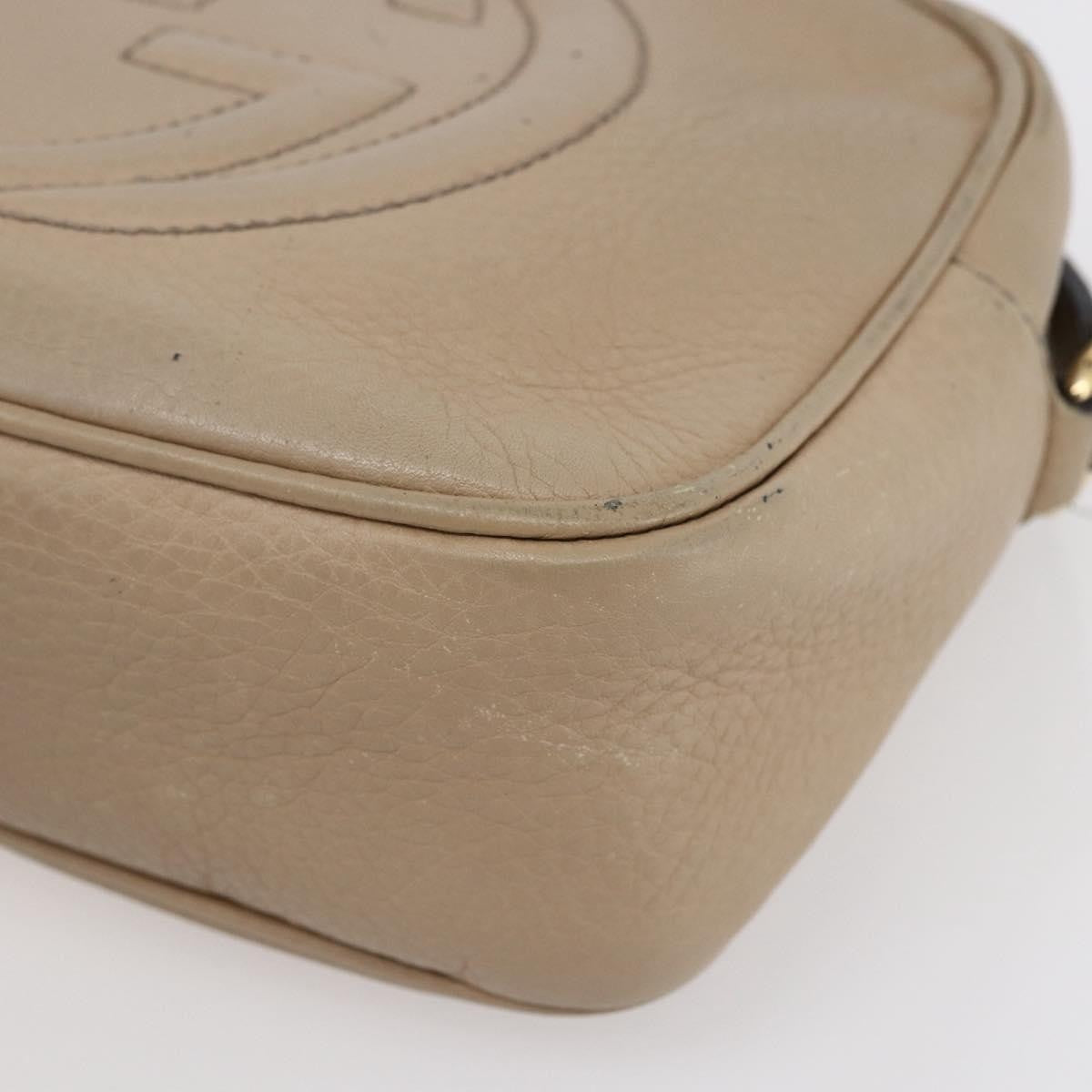 Gucci Soho Disco Crossbody Bag Leather Beige Leather Shoulder Bag Bag (Pre-Owned)
