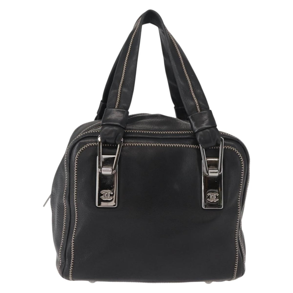 Chanel Cc Bowler Quilted Caviar Black Leather Handbag