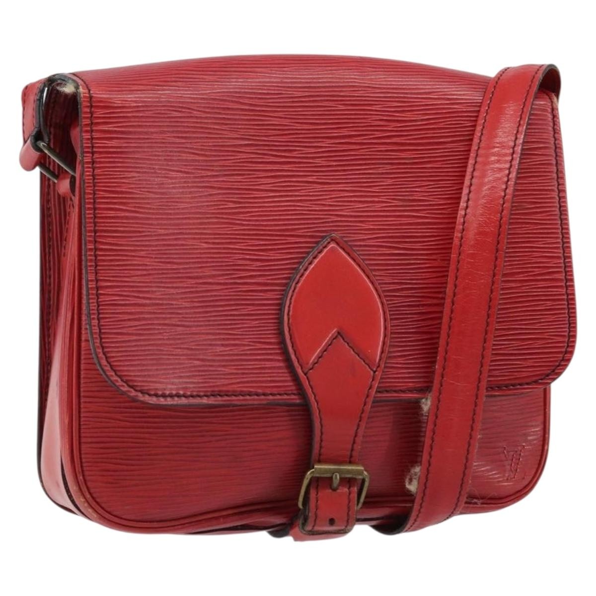 Louis Vuitton Cartouchiere Handbag Epi Leather Red Leather Shoulder Bag