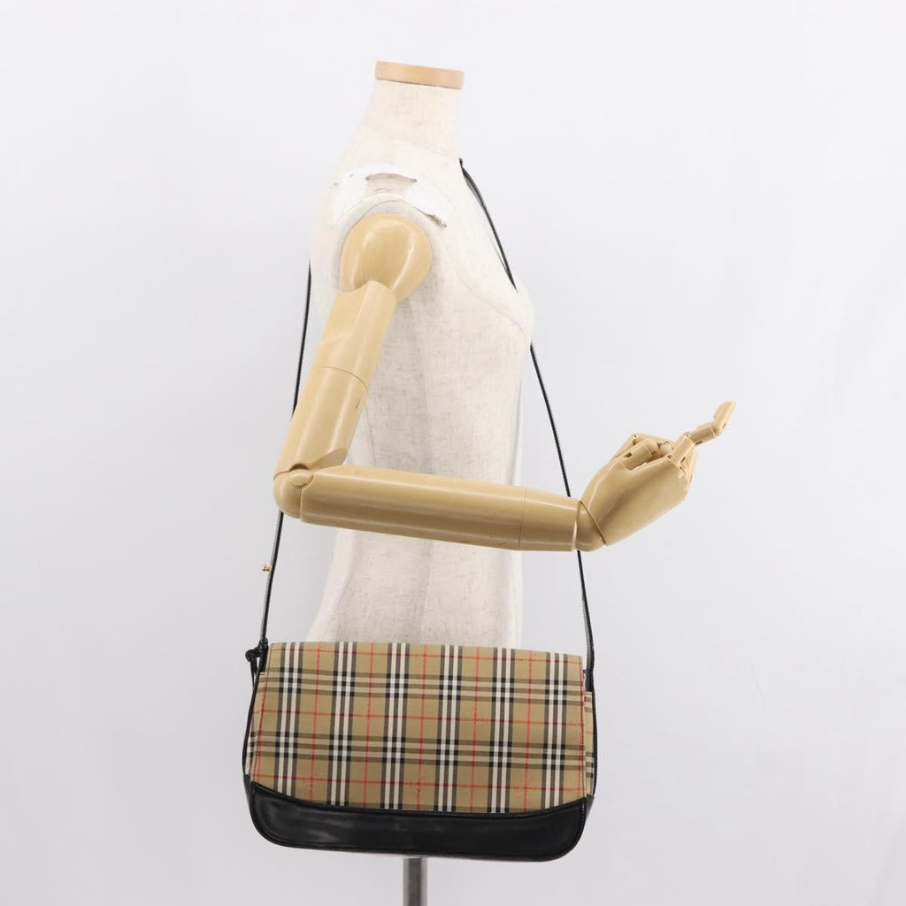Burberry Nova Check Shoulder Bag Canvas Beige Canvas Shoulder Bag