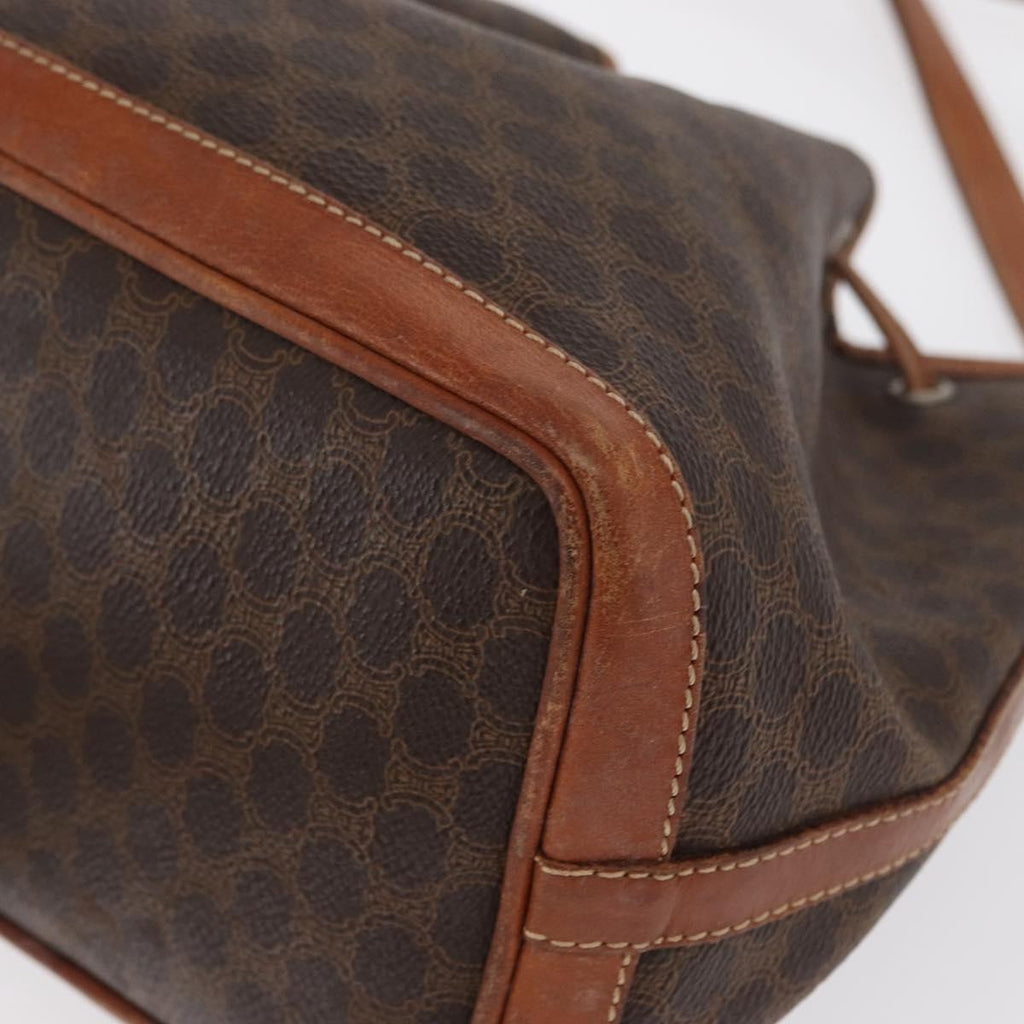 Celine Vintage Macadam Shoulder Bag Canvas And Leather Brown Canvas Shoulder Bag Bag