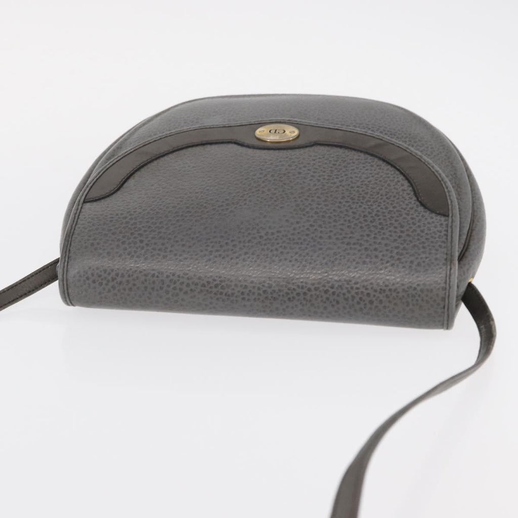 Christian Dior Vintage Cd Logo Shoulder Bag Leather Gray Leather Shoulder Bag Bag (Pre-Owned)