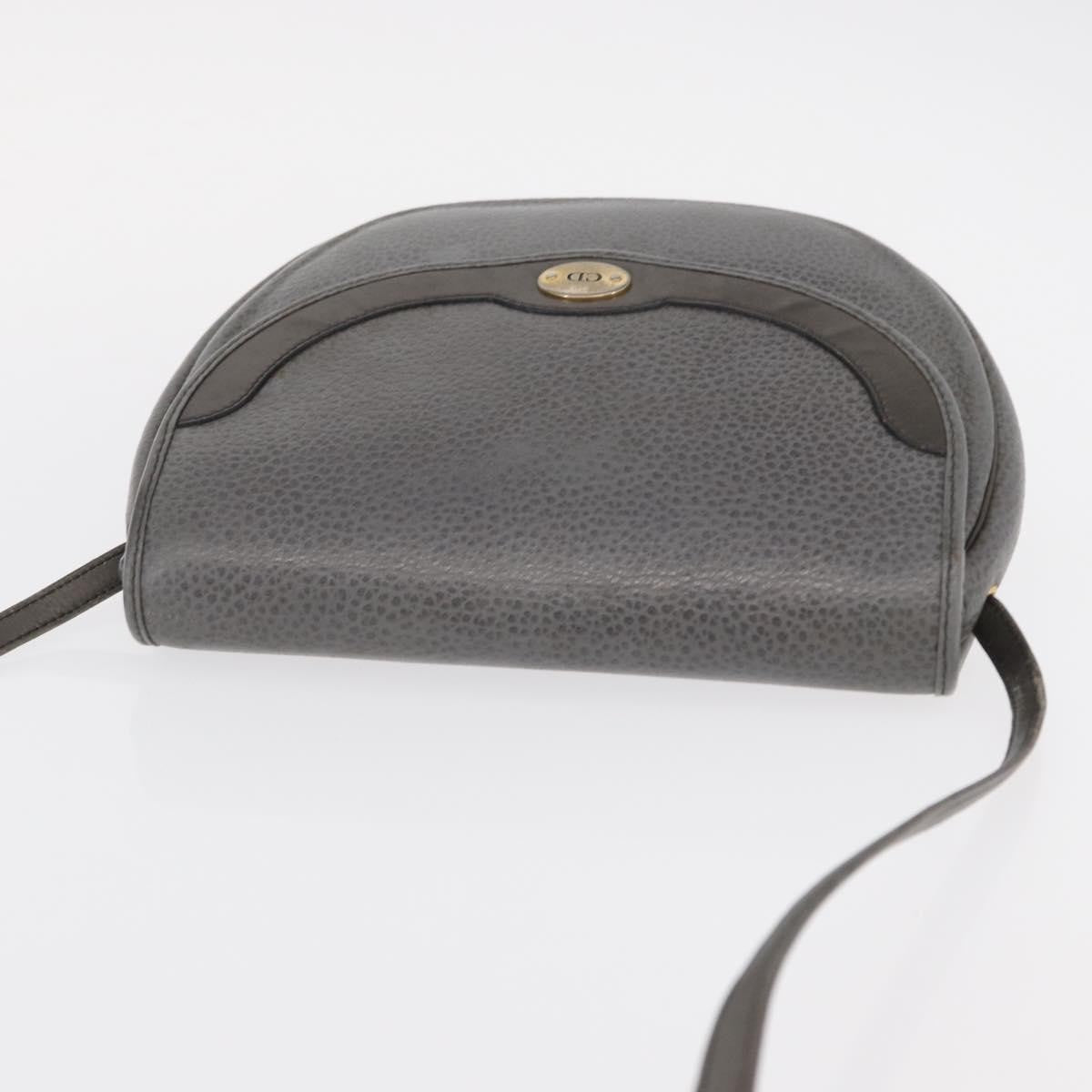 Christian Dior Vintage Cd Logo Shoulder Bag Leather Gray Leather Shoulder Bag Bag (Pre-Owned)