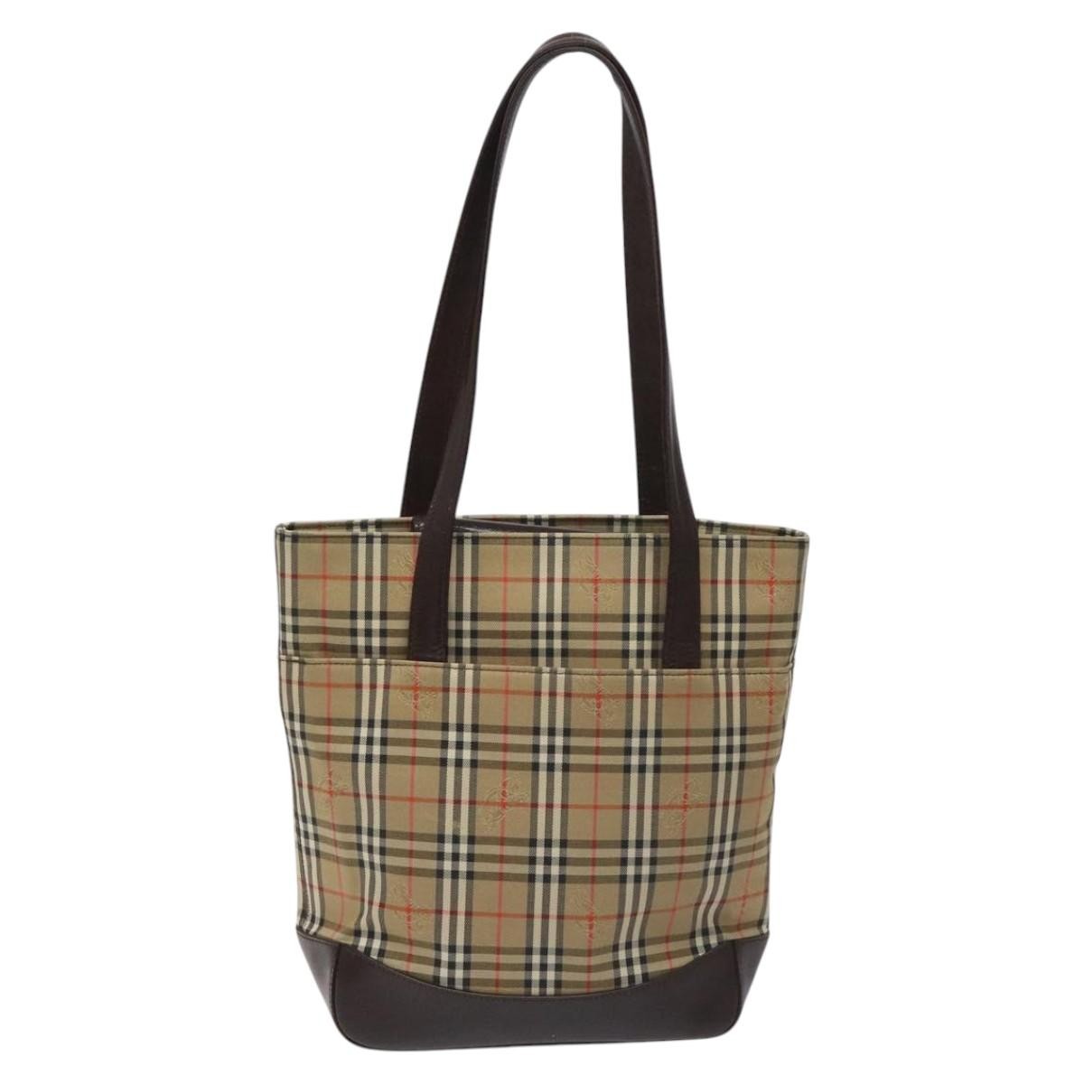 Burberry Nova Check Tote Canvas And Leather Beige Canvas Tote Bag