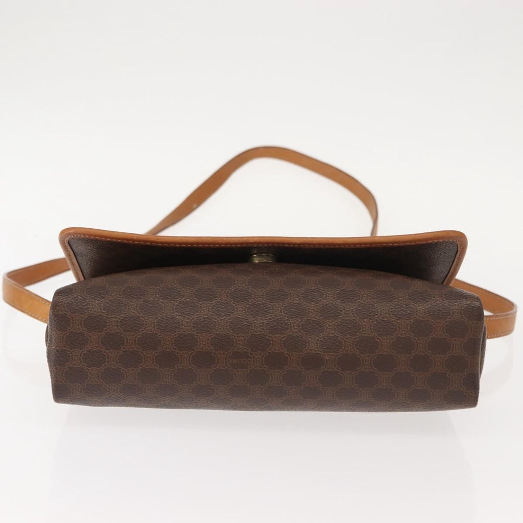Celine Vintage Macadam Shoulder Bag Canvas Brown Canvas Shoulder Bag Bag