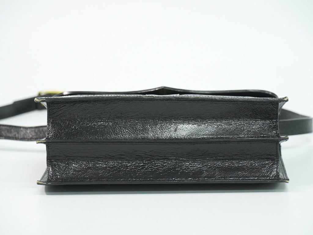 Saint Laurent Vintage Shoulder Bag Leather Black Leather Shoulder Bag Bag (Pre-Owned)