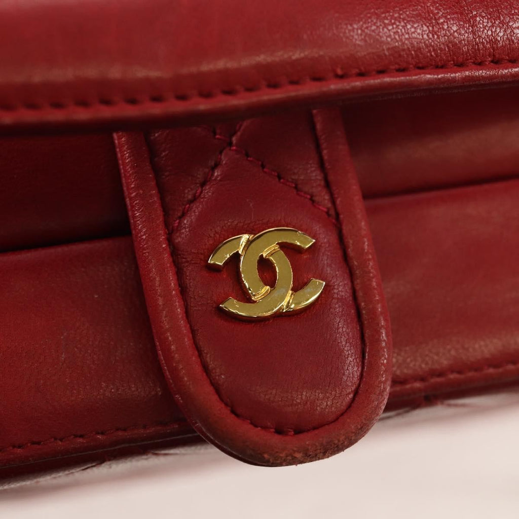 Chanel Matelasse Chain Shoulder Bag Leather Red Leather Shoulder Bag Bag