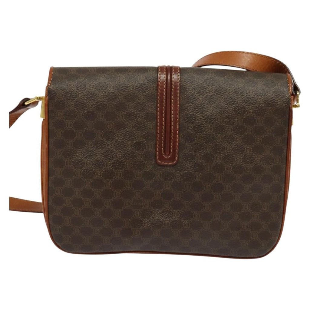 Celine Vintage Macadam Shoulder Bag Canvas And Leather Brown Canvas Shoulder Bag Bag