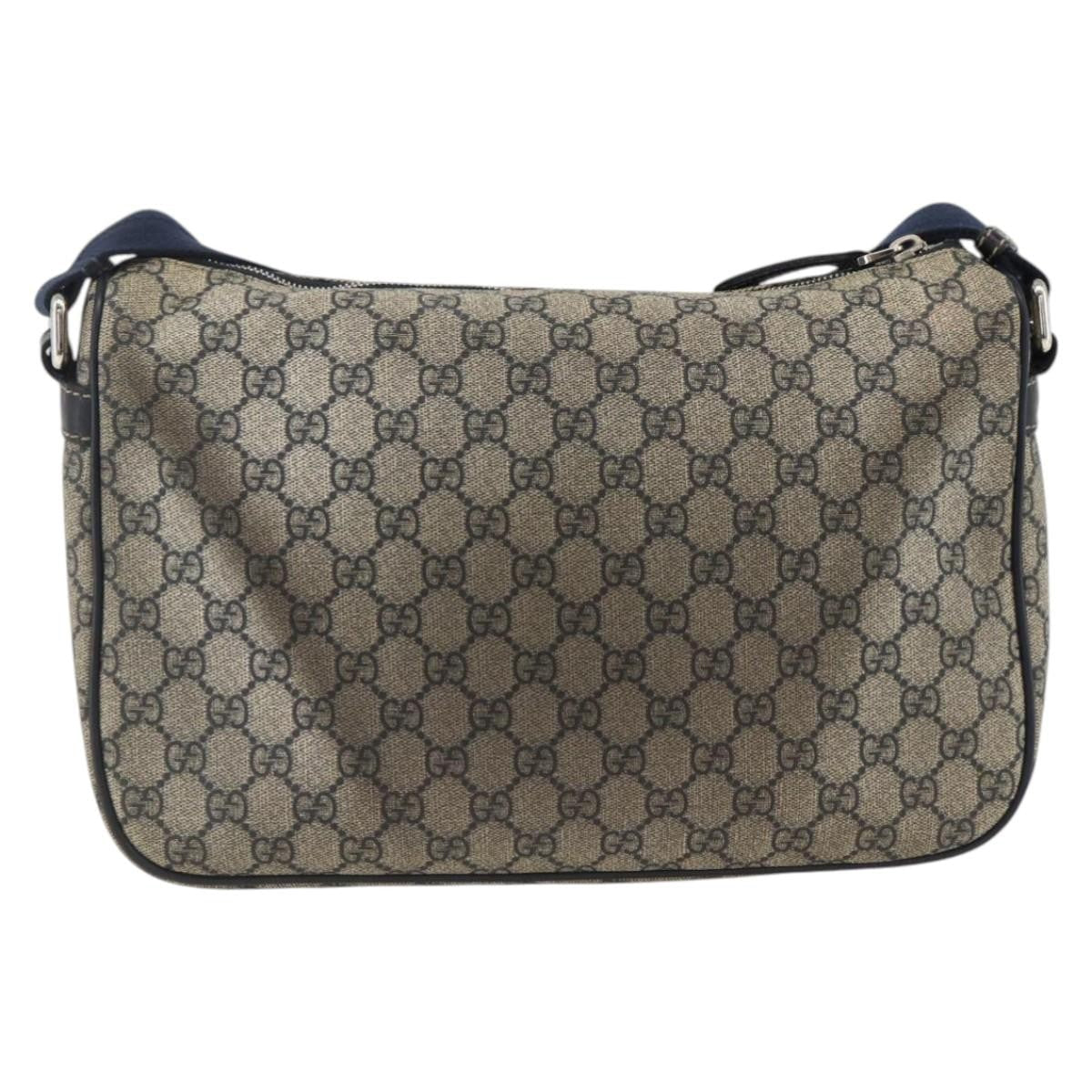 Gucci Double Pocket Messenger Bag Gg Coated Canvas Navy Canvas Shoulder Bag Bag (Pre-Owned)