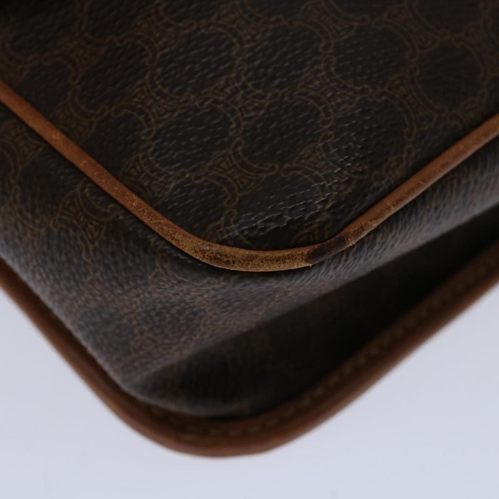 Celine Circle Logo Shoulder Bag Canvas Brown Pvc Shoulder Bag Bag